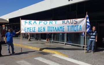 Με πανό διαμαρτυρίας υποδέχθηκαν το κλιμάκιο της Fraport στη Ρόδο