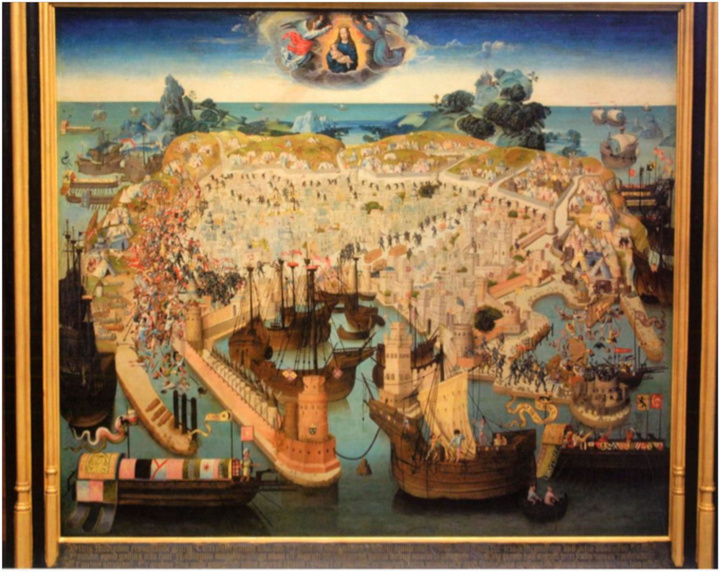 Η απεικόνιση της πόλης κατά την πολιορκία του 1480 (Ζωγραφικός πίνακας που βρίσκεται στο Δημαρχείο της πόλης Epernay στη Γαλλία)