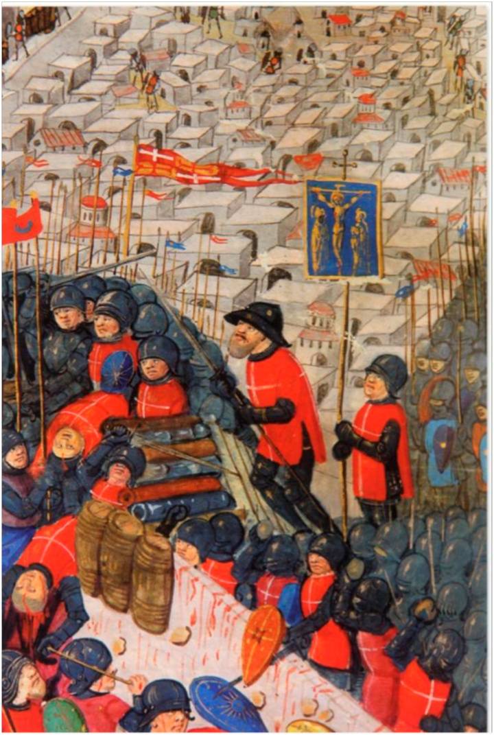 Λεπτομέρεια μικρογραφίας G.Caoursin .Η πολιορκία της Ρόδου το 1480 