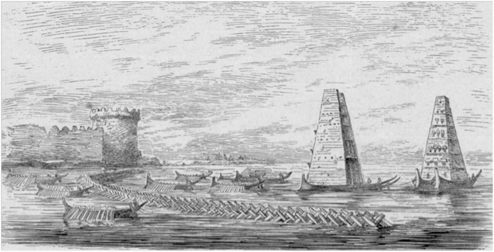 Η πολιορκία του Δημητρίου (305-304 π.Χ) .Γραφική απεικόνιση Hedenborg (19ος αι.)