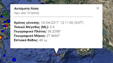Σεισμός στην Τήλο - Αισθητός σε όλο το νησί - Τι έδειξαν οι μετρήσεις