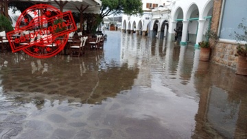 Πλημμύρες και κατολισθήσεις στην Πάτμο - Αναβολή κηδείας λόγω εισροής υδάτων στο ναό!