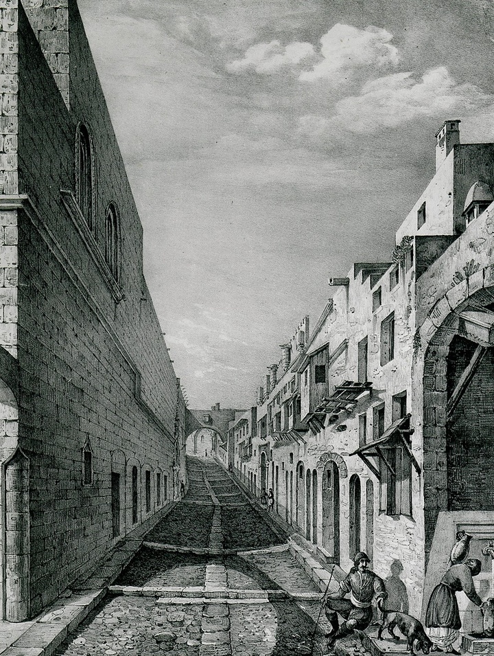 Η οδός Ιπποτών όπως την είδε ο Ροττιέ το 1825