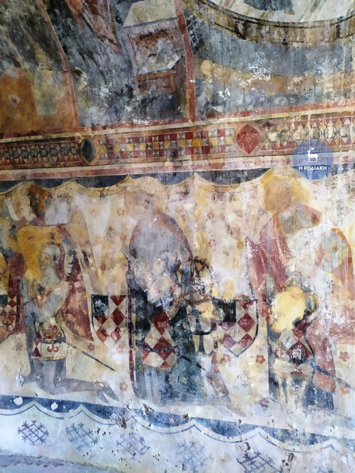 Οι τοιχογραφίες με τους Ιππότες από το εσωτερικό του ναού  του Αγίου Γεωργίου του Χωστού