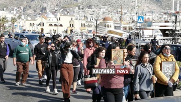 Πορεία πραγματοποιήθηκε σήμερα στην Κάλυμνο για τα μέτρα κατά του κορωνοϊού