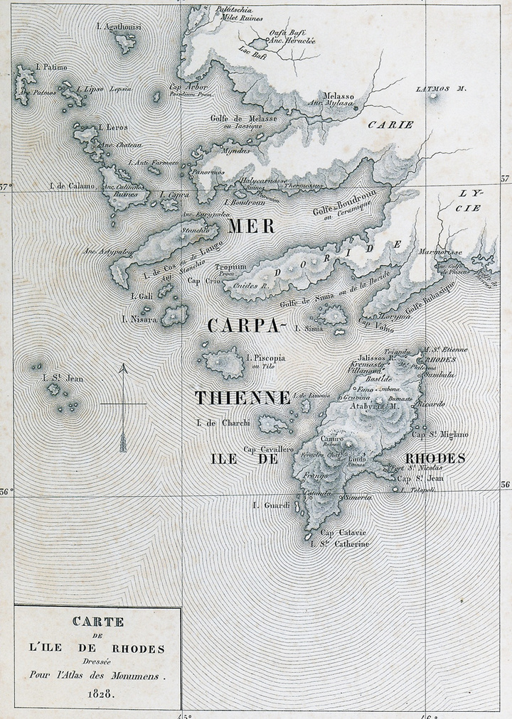 Οι Νότιες Σποράδες,  σε χάρτη του 1818 
