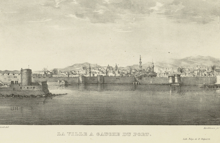 Η άποψη της πόλεως Ρόδου όπως την απαθανάτισε το 1826 ο ζωγράφος Pierre-Joseph Witdoeck