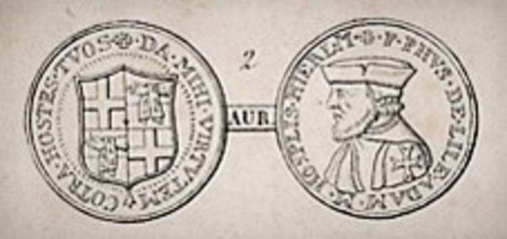 Το νόμισμα του Μεγάλου Μαγίστρου Φίλιππου ντε λ’ ιλ Αντάμ