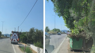 Φράκαραν οι κάδοι σκουπιδιών  από τα κομμένα χόρτα και κλαδιά