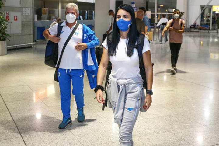 Η Ραφαέλα Σπανουδάκη χθες, λίγο πριν την αναχώρησή της 