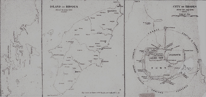 Η νήσος Ρόδος, η πόλη και η Νότιες Σποράδες- Γκραβούρα  Αρχείο Α. Μαΐλλη 