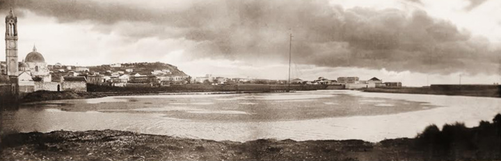 Νιοχώρι, Σάντα Μαρία, η λίμνη και ο Ιταλικός Ραδιοτηλέγραφος (1912) στον Καταχανά  (Αρχείο Σταύρου Γεωργαλλίδη)  