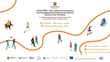 To Παρατηρητήριο Κοινωνικής Ένταξης της Περιφέρειας Νοτίου Αιγαίου, παρουσιάζει το έργο του