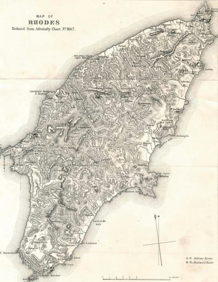 Χάρτης της Ρόδου το 1850