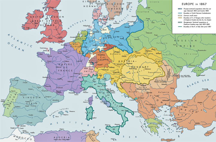 Χάρτης της Ευρώπης το 1867