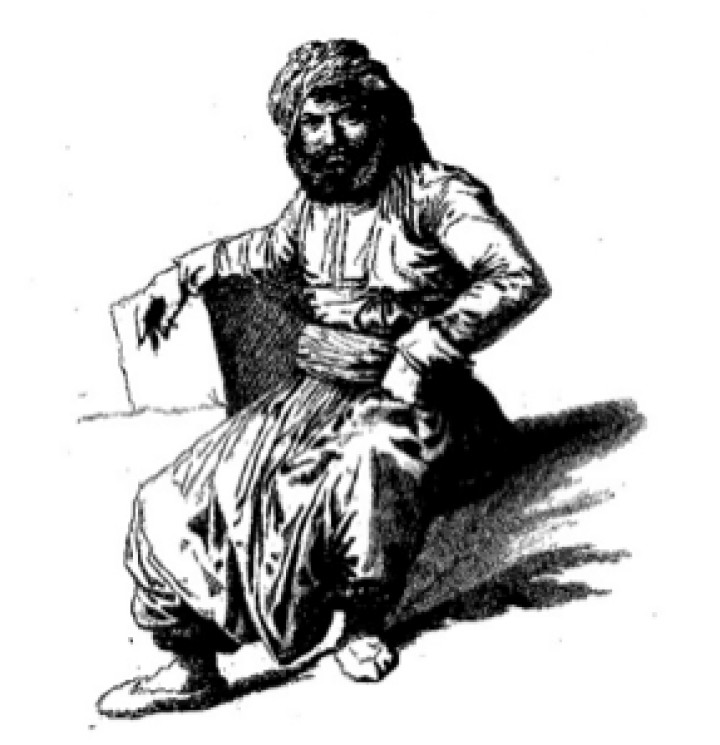 Κασιώτης Καραβοκύρης [έργο Θ. Καλμούκου, 1814, από τη συλλογή  του Χρ. Πιτέλου. [Σκουλιός Μιχαήλ Κ., Τα ξύλινα  καράβια της Κάσου,  Αθήνα, 2010, σ. 102].