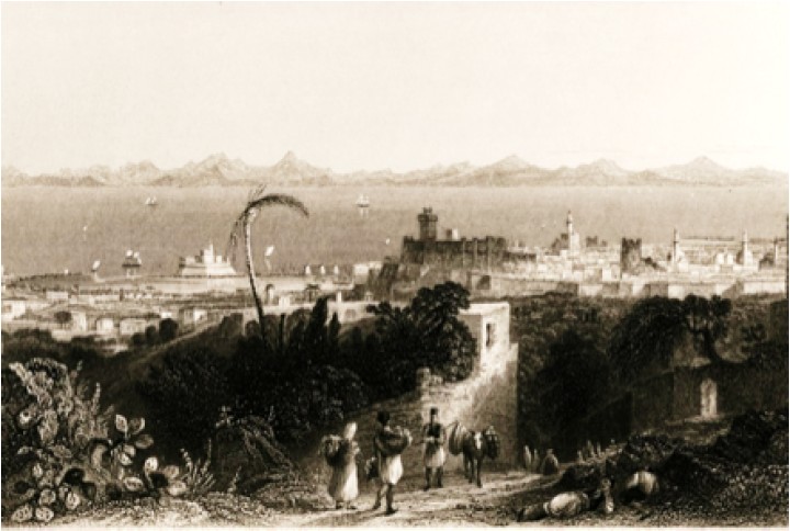 Άποψη της Ρόδου, 1836. [John Carne. Syria, The Holy Land, Asia Minor,  & c. Illustrated. In a series of views, drawn from nature  by W.H. Bartlett, William Purser, &c., London, Fisher,  Son & Co., 1836-1838]