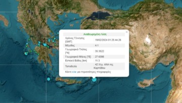 Σεισμός 4,1 Ρίχτερ  κοντά στην Κάρπαθο