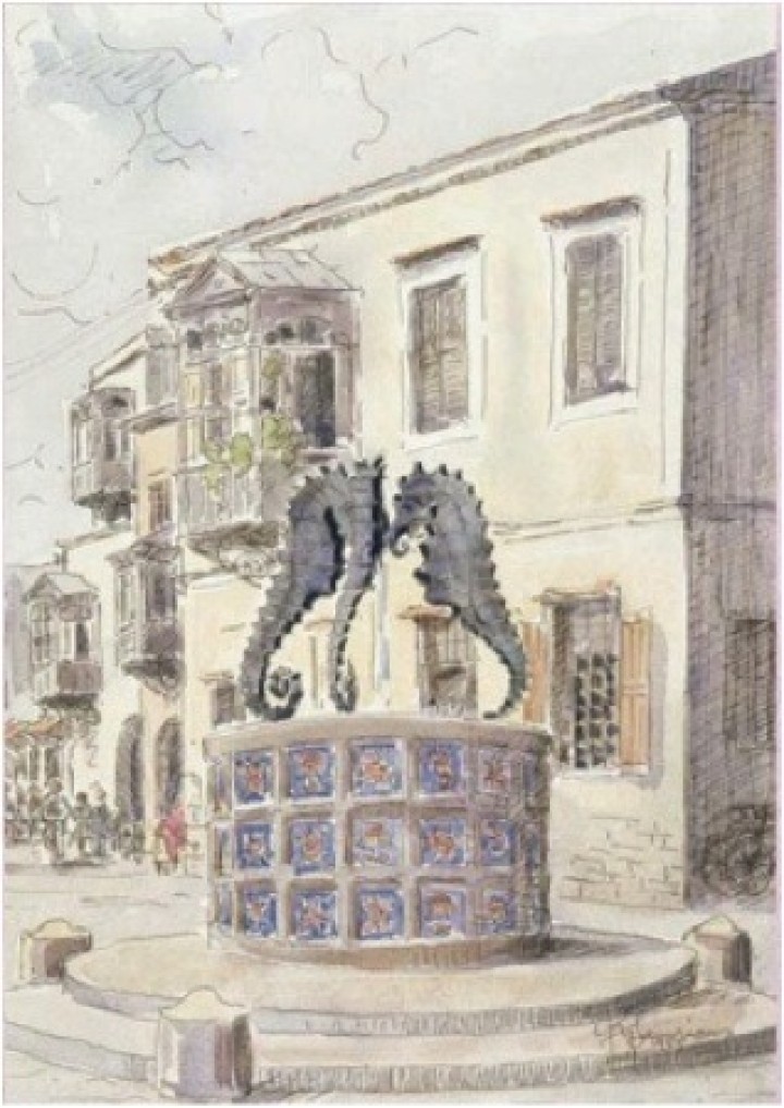 Πλατεία Εβραίων μαρτύρων Ρόδος 1955 (Κ. Πλακωτάρης)