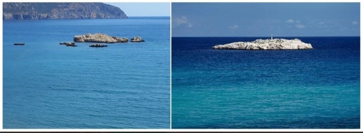 Από το νησάκι της Άφωτης (αριστερά) τα όπλια πέταξαν και πήγαν στο Δεσποτικό. From the islet of Aphotis (left) “oplia” flew and went to Despotiko.