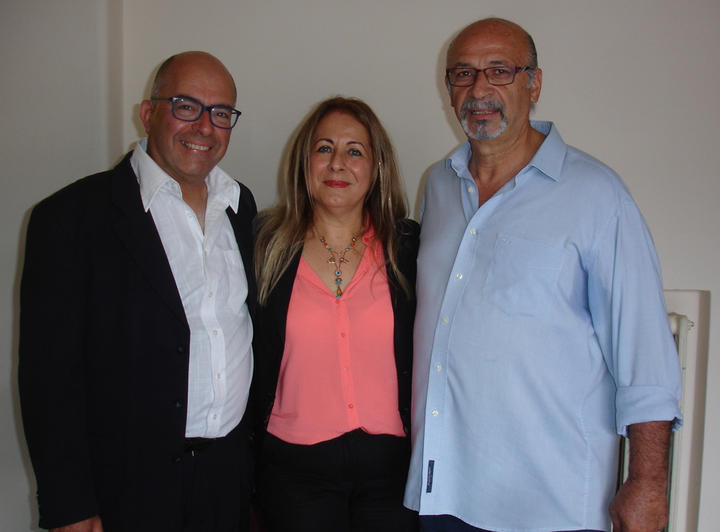 H συγγραφέας -ποιήτρια Shulamit Sapir-Nevo, ο σύζυγός της Mel Rosenberg και ο Γ. Κλούβας χθες στο δημαρχείο